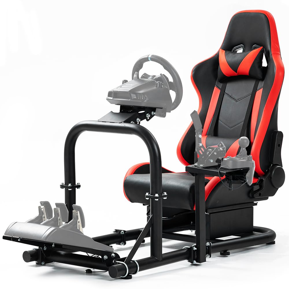 Supllueer Racing Simulator Cockpit Stand with Racing Seat fit Logitech G920 G29