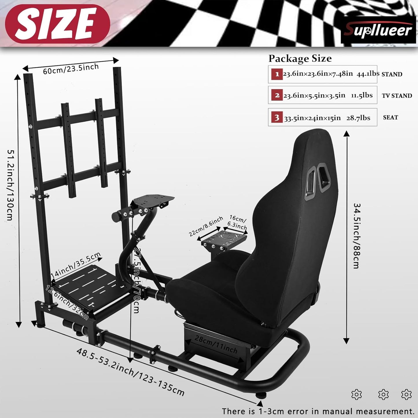 Supllueer Racing Simulator Cockpit Stand Adjustable fit Logitech G923 G29 G920