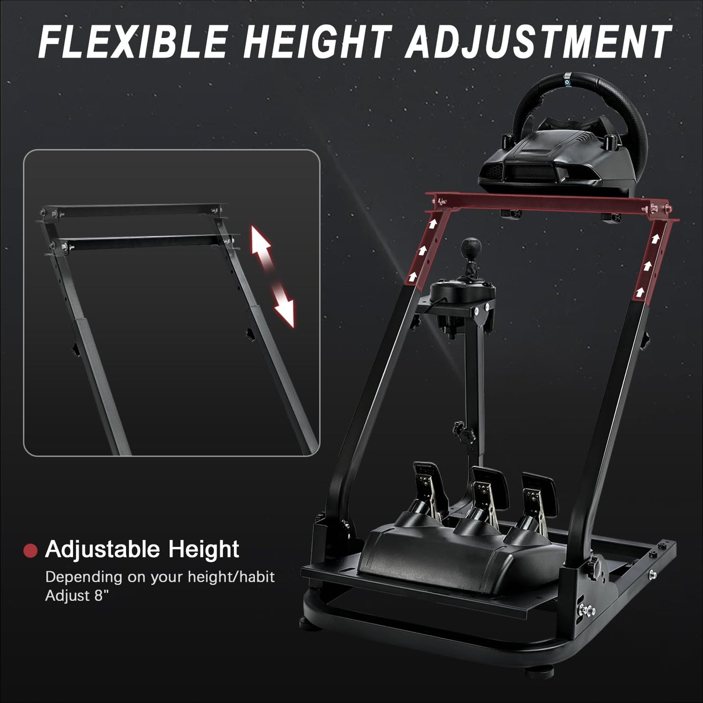 Supllueer Racing Wheel Stand "X" FRAME with Shifter Mount Height Adjustable