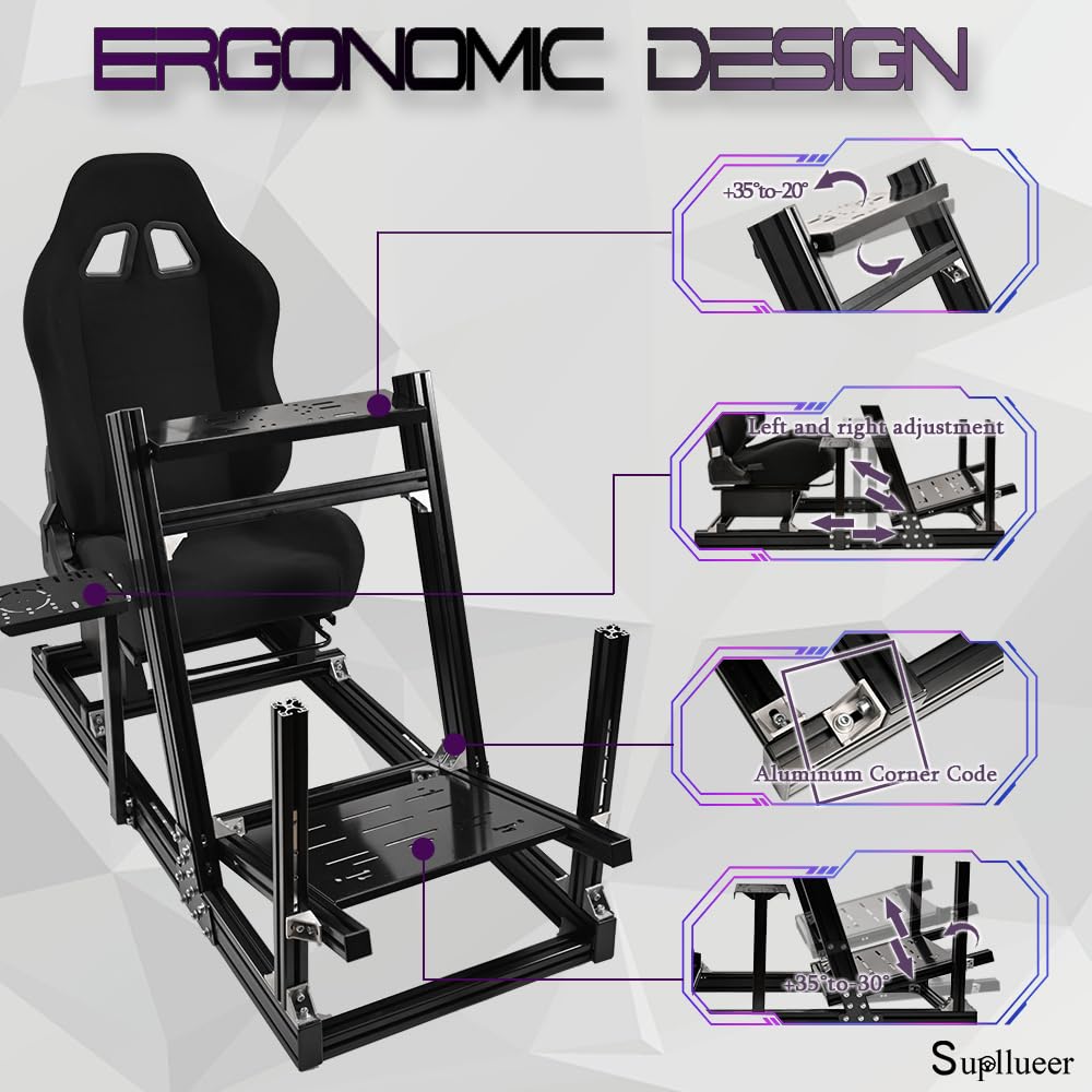 Supllueer Racing Simulator Cockpit Professional with Racing Seat Fit for Logitech G29 G920