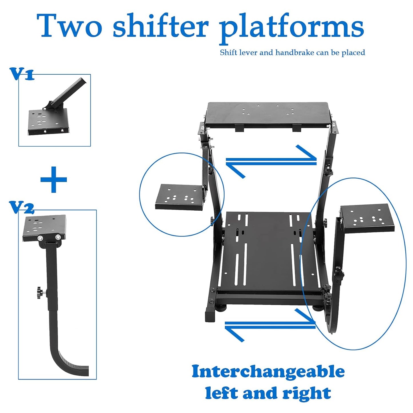 Supllueer Racing Wheel Stand Steering Wheel Stand with 2 Shifter Mount