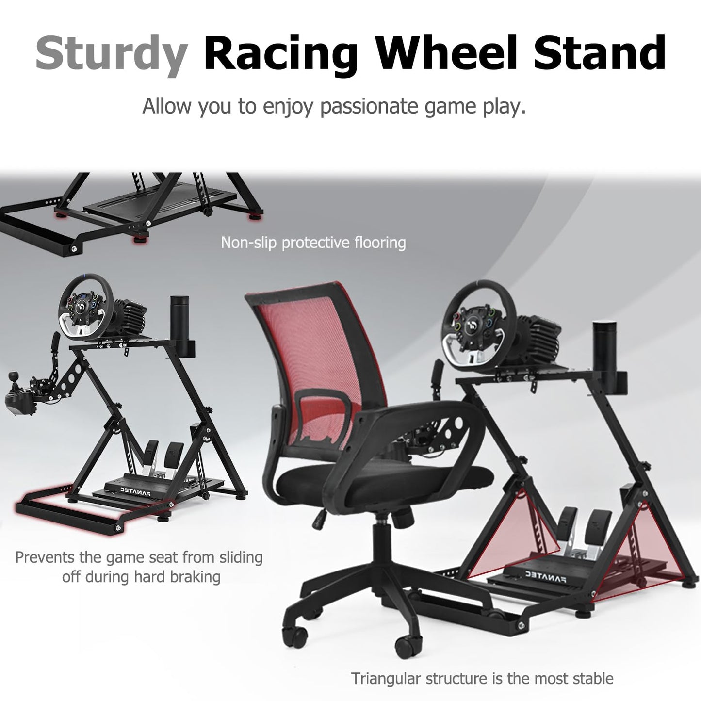 Supllueer Steering Wheel Stand with Card Slot X-Frame fit for Logitech Thrustmaster Fanatec