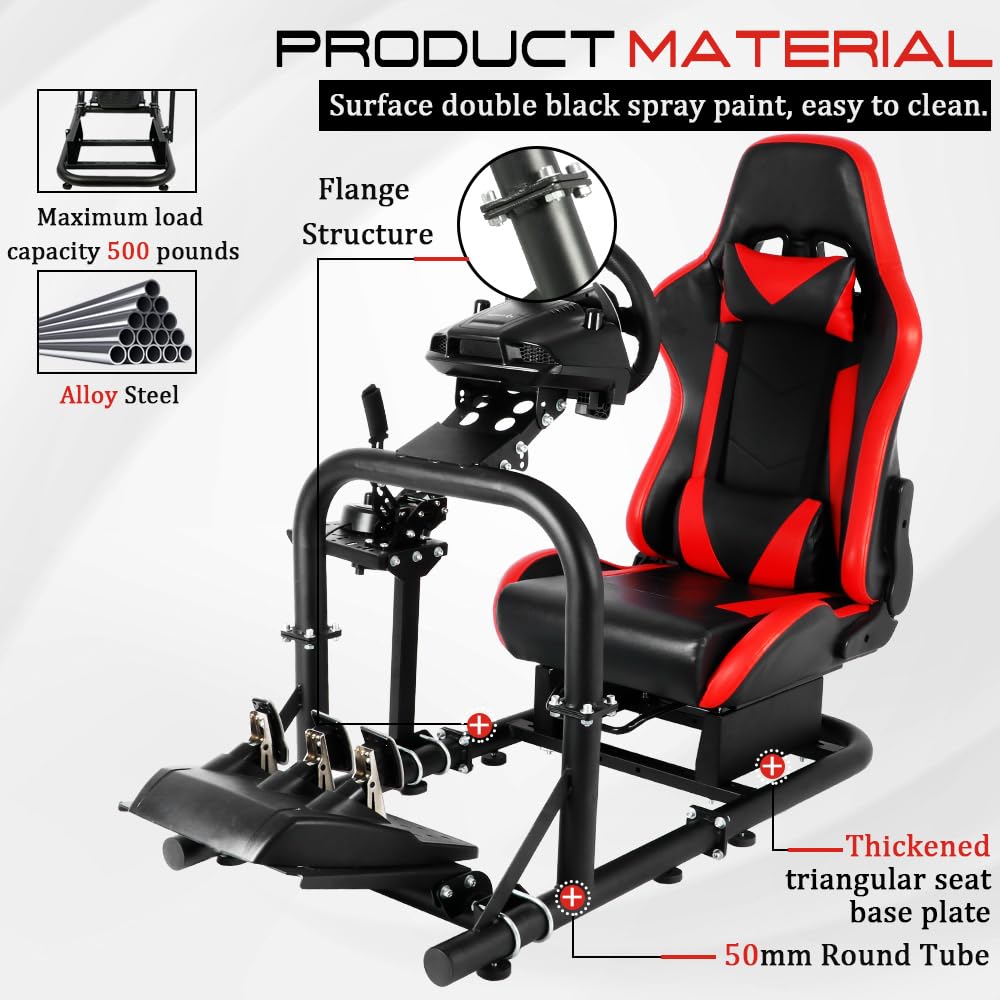 Supllueer Racing Simulator Cockpit Stand with Racing Seat fit Logitech G920 G29