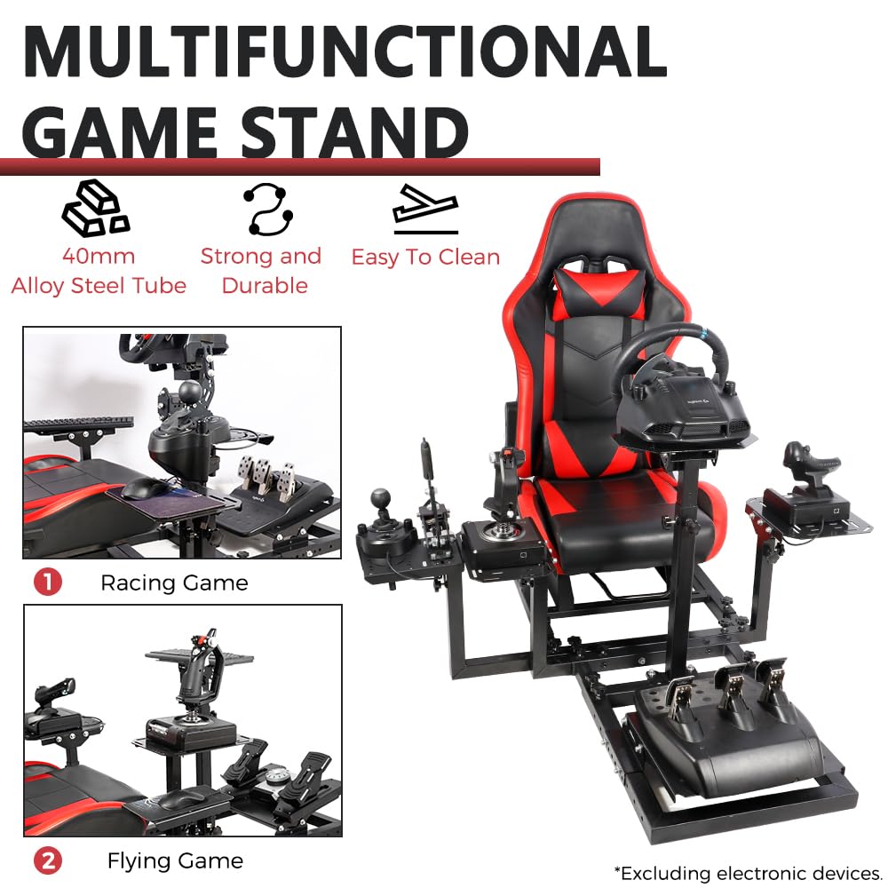 Supllueer Flight Racing Simulation Cockpit with Red Seat fit Logitech G29 X52