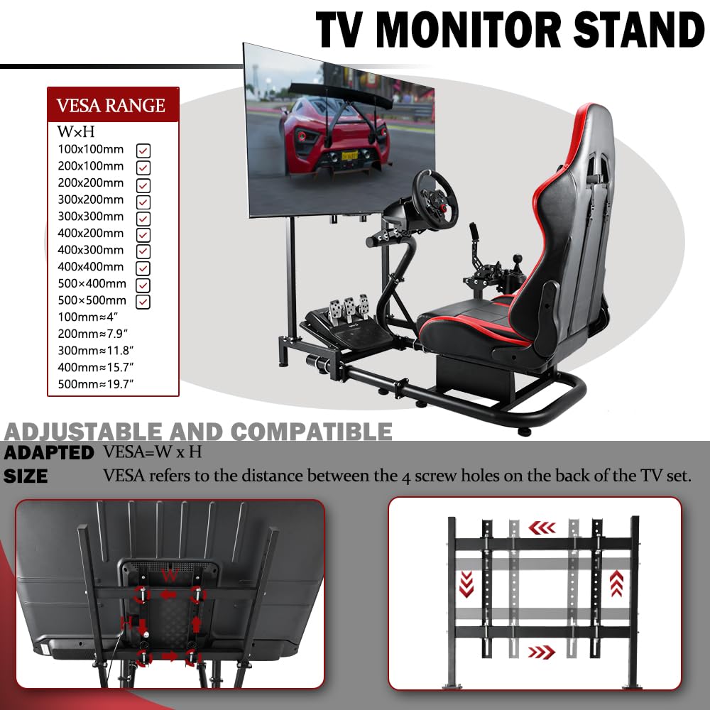 Supllueer Racing Simulator Cockpit Stand Adjustable fit Logitech G923 G29 G920