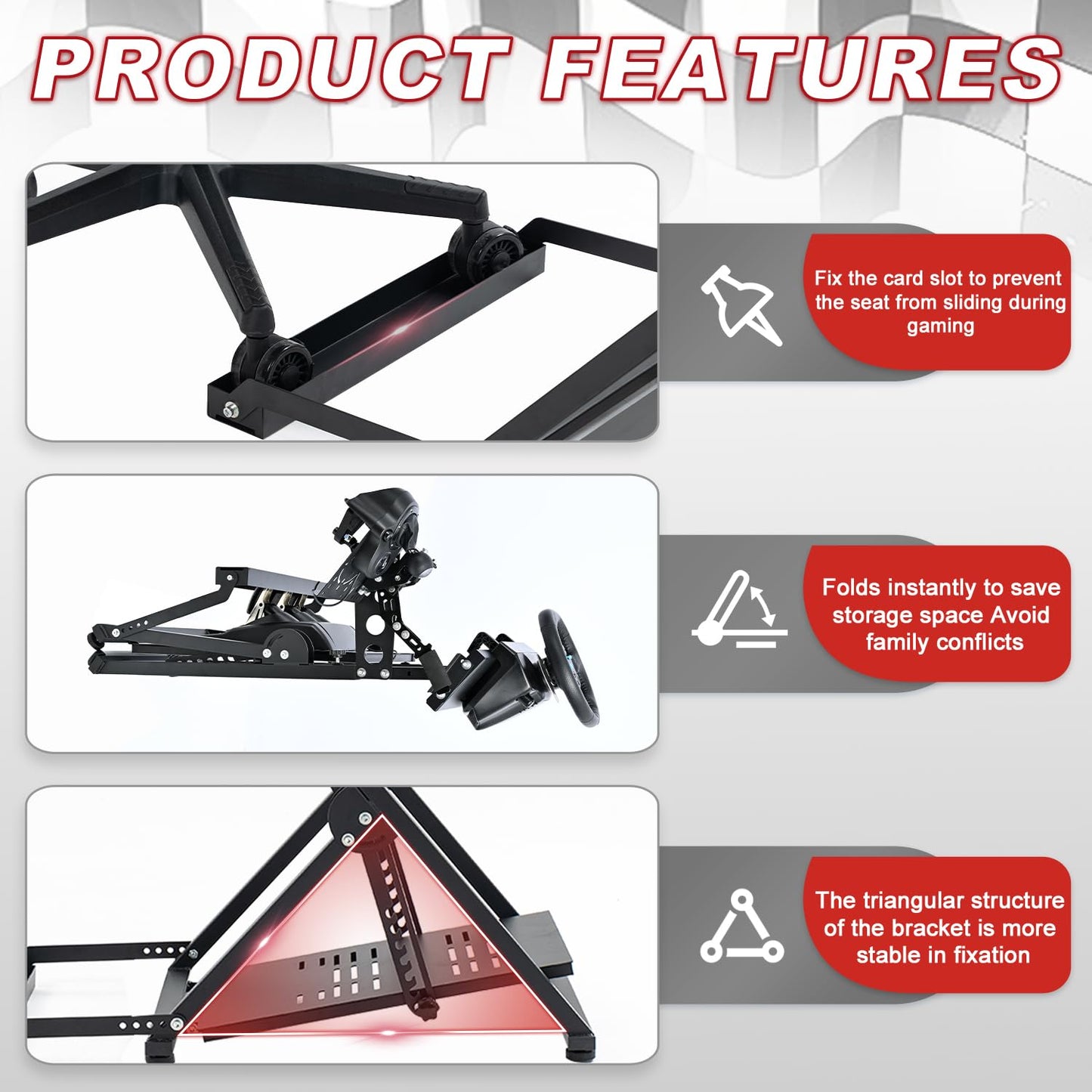 Supllueer X Shape Adjustable Steering Wheel Stand with Fixed Slot Fit for Logitech