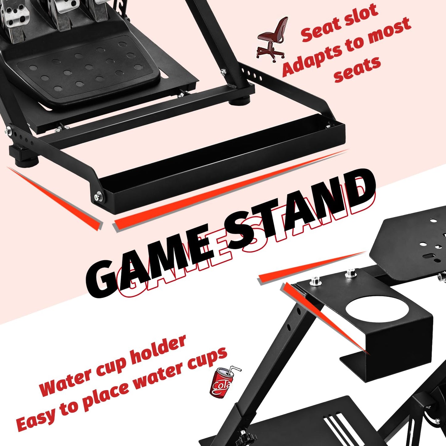 Supllueer X Frame Racing Wheel Stand with Seat Slot Fit for Logitech,Thrustmaster,Fanatec