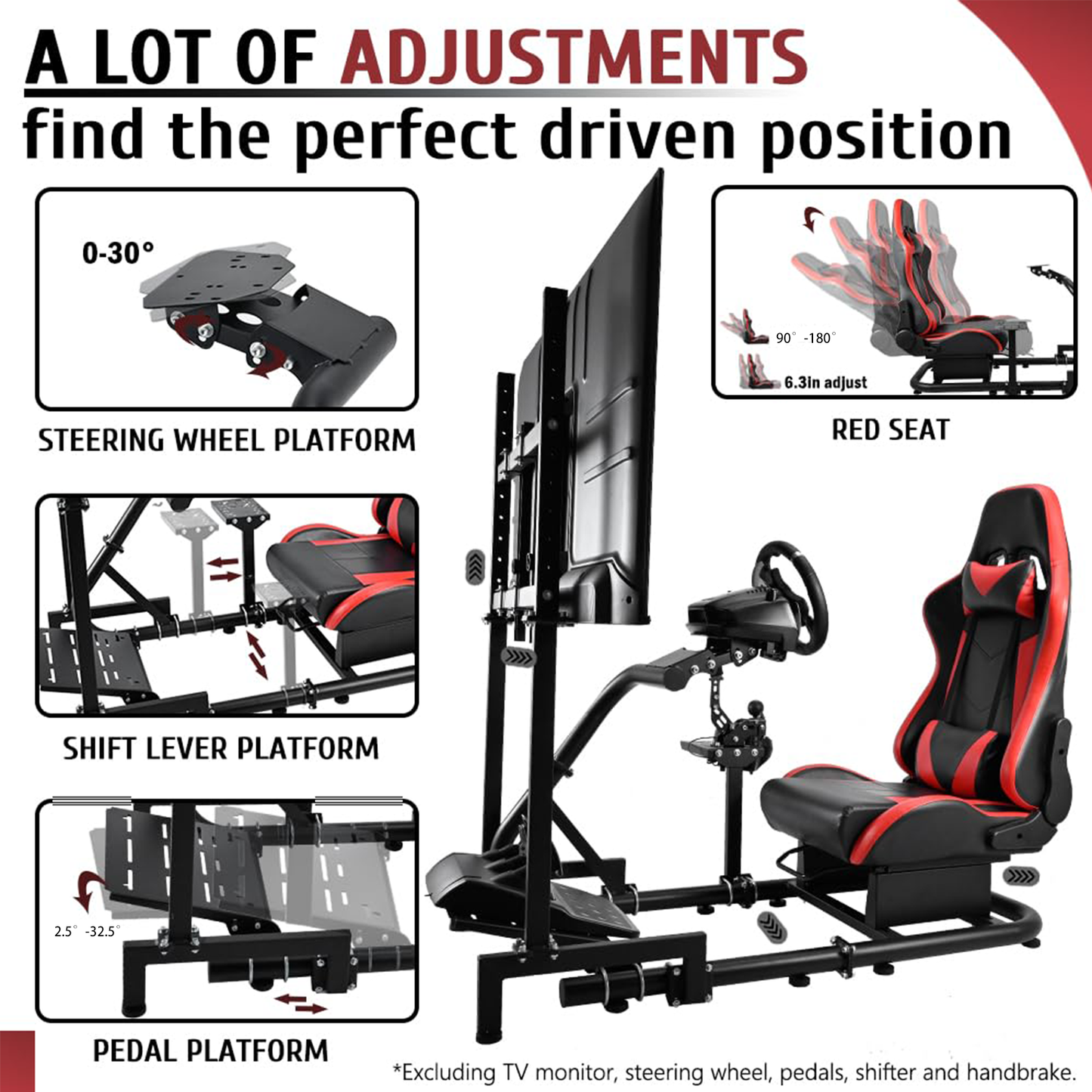 Supllueer Racing Simulator Cockpit Stand Adjustable fit Logitech G923 G29 G920