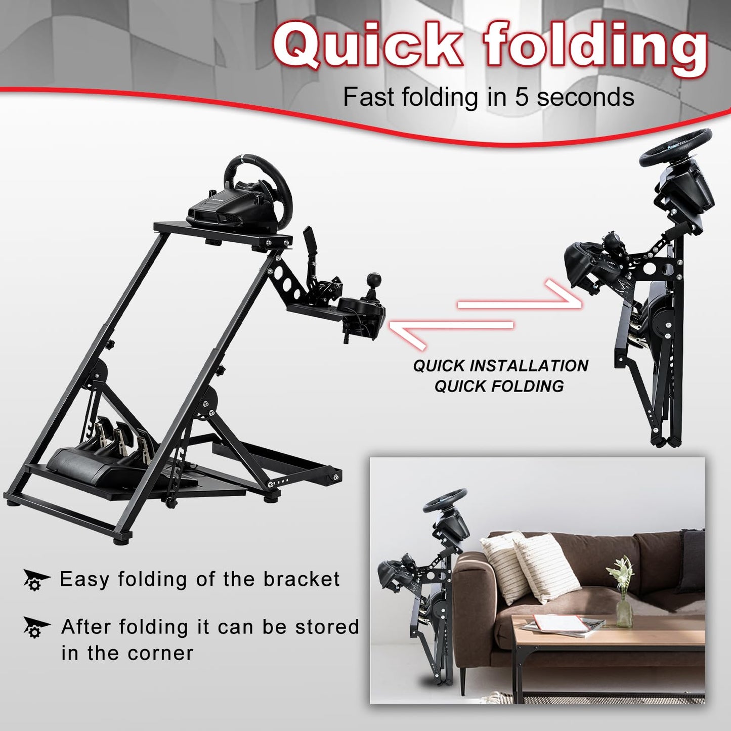 Supllueer X Shape Adjustable Steering Wheel Stand with Fixed Slot Fit for Logitech