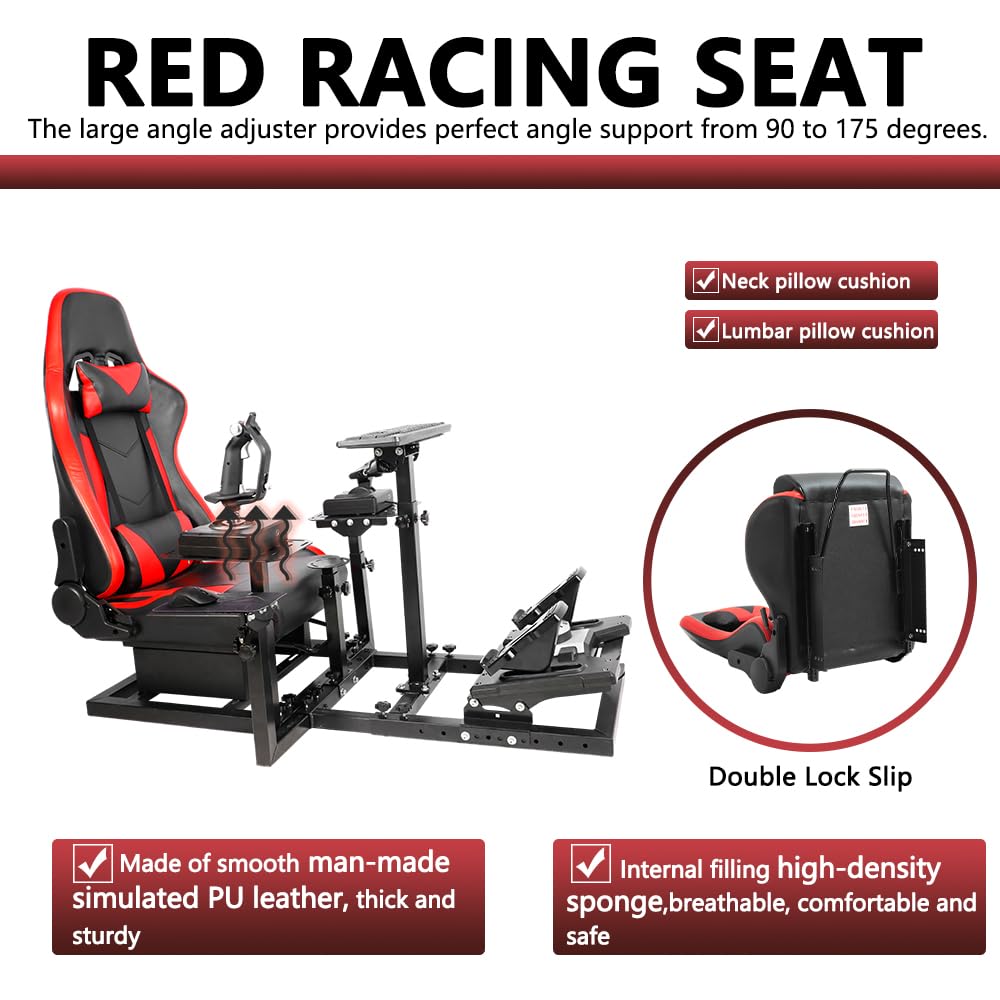Supllueer Flight Racing Simulation Cockpit with Red Seat fit Logitech G29 X52