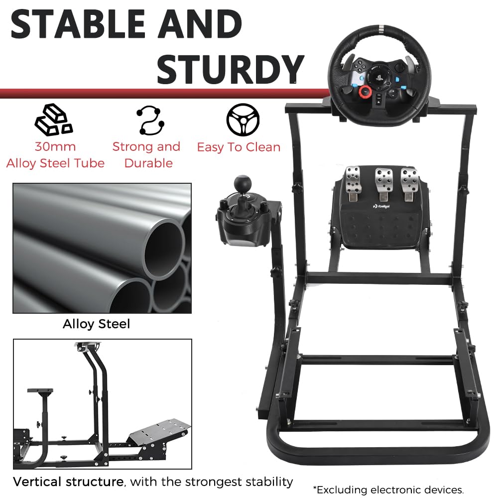 Supllueer Racing Simulator Cockpit Stand Adjustable fit Logitech G29 G920