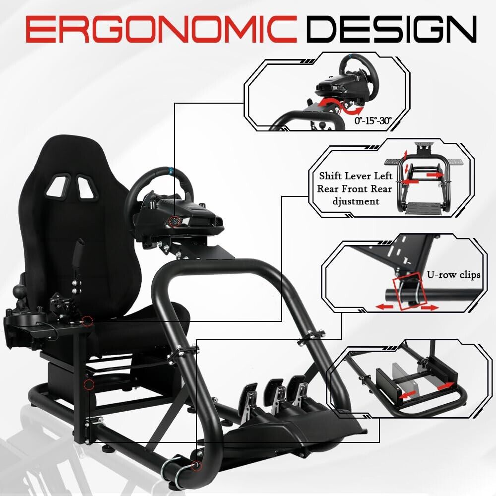 Supllueer Racing Simulation Cockpit Stand with Seat fit for Logitech G29 G923