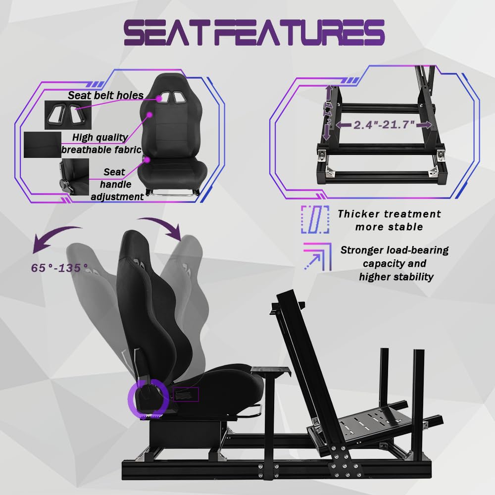 Supllueer Racing Simulator Cockpit Professional with Racing Seat Fit for Logitech G29 G920