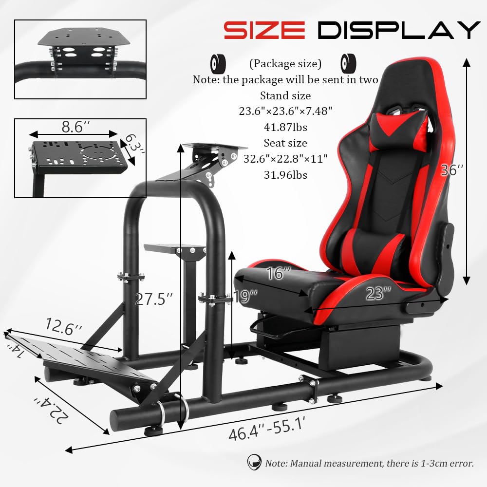 Supllueer Racing Simulator Cockpit Stand with Racing Seat fit Logitech G920 G29