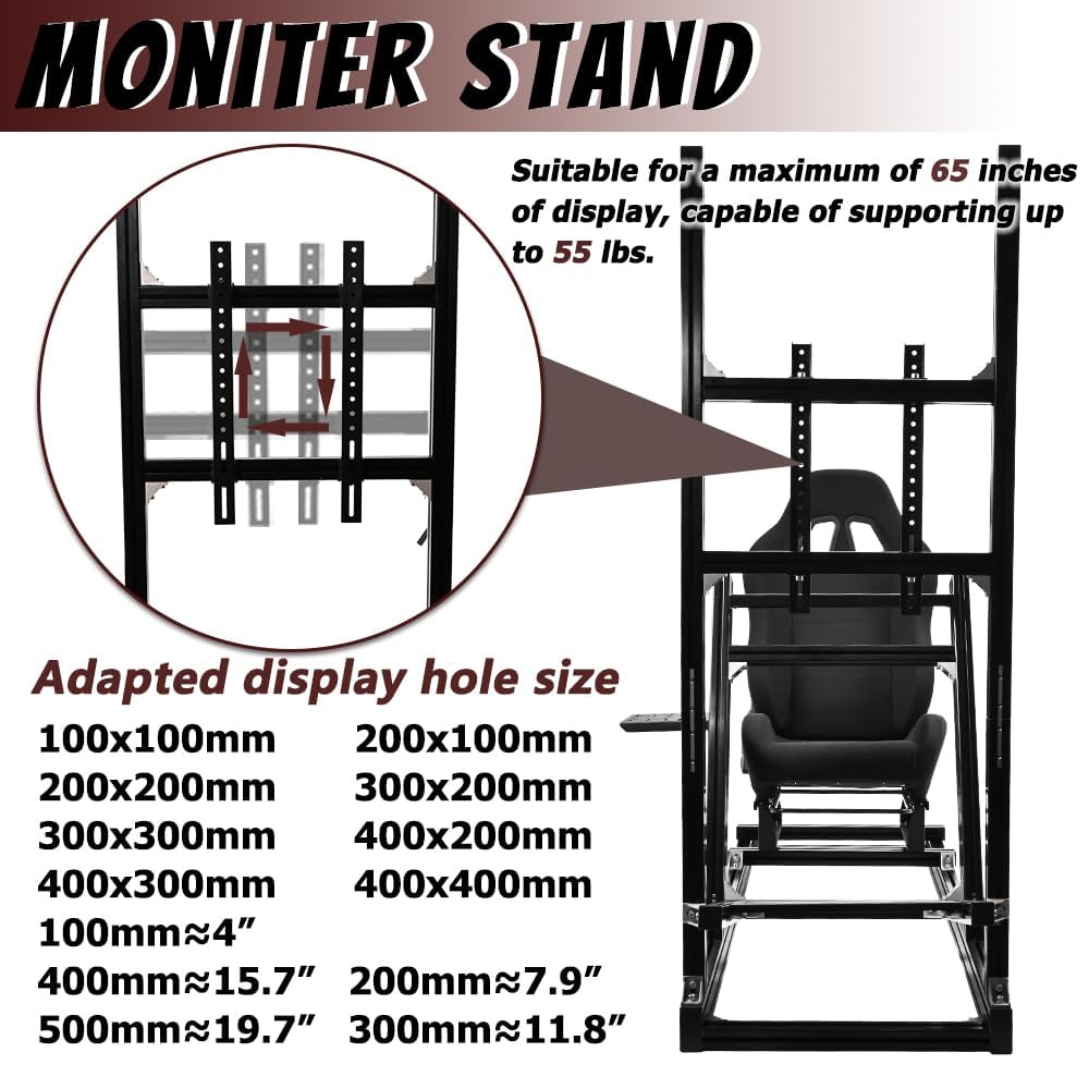 Supllueer Racing Simulator Cockpit with Monitor Stand Racing Seat fit for Logitech GPRO