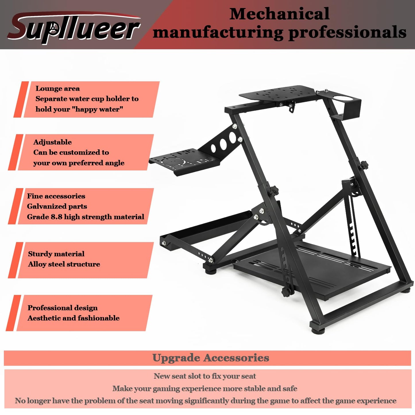 Supllueer X Frame Racing Wheel Stand with Seat Slot Fit for Logitech,Thrustmaster,Fanatec