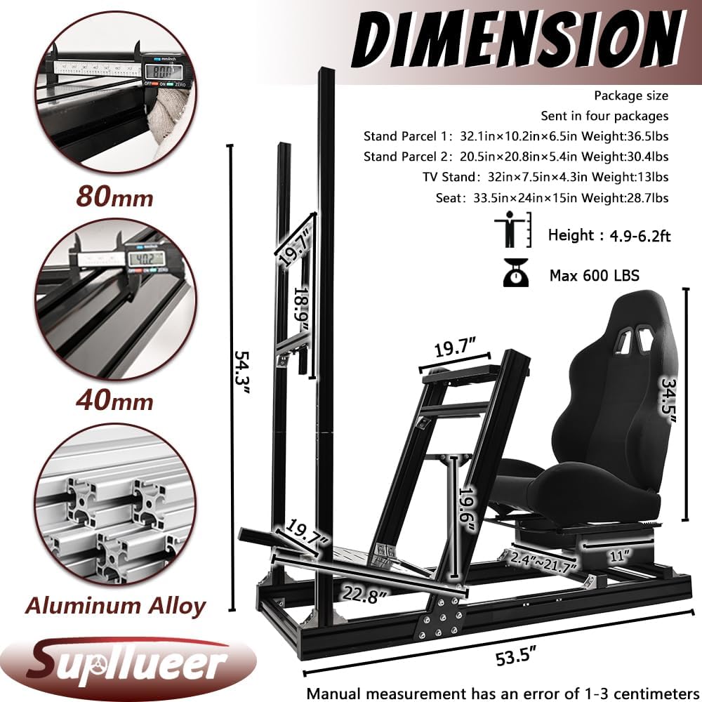 Supllueer Racing Simulator Cockpit with Monitor Stand Racing Seat fit for Logitech GPRO