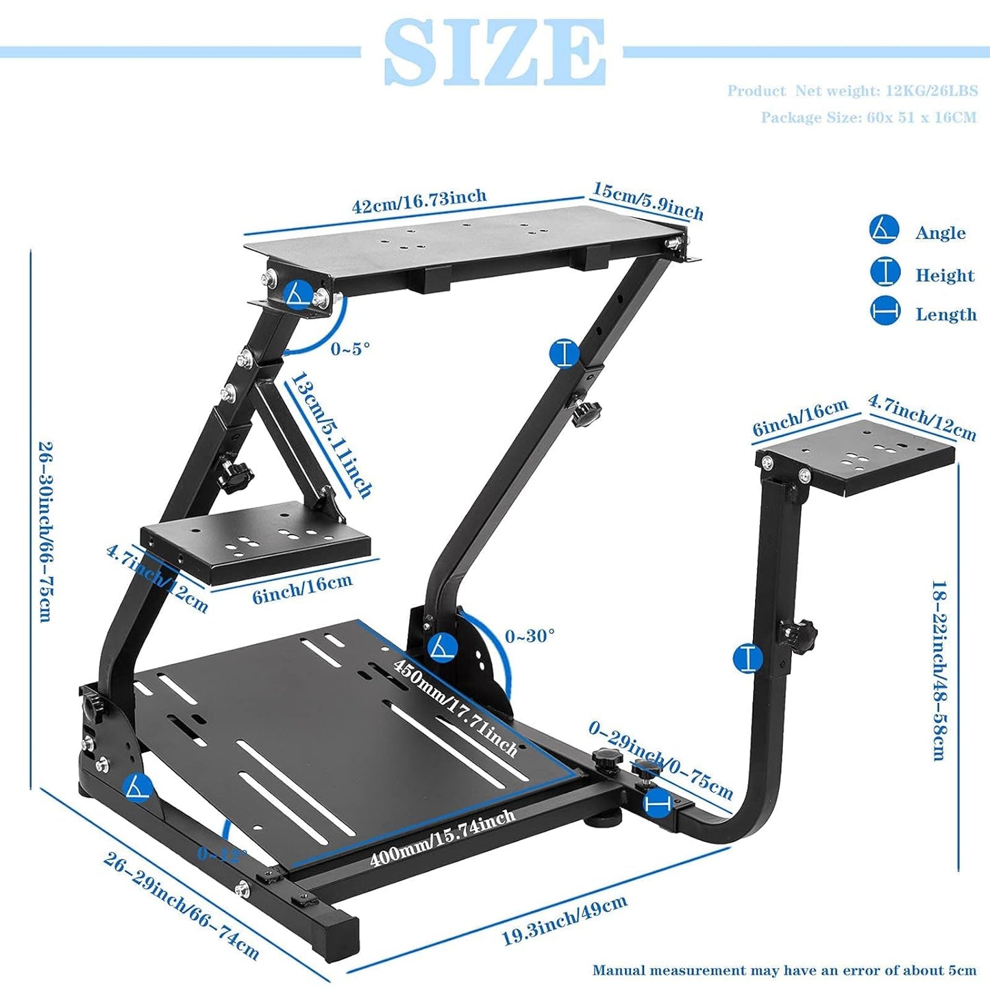 Supllueer Racing Wheel Stand Steering Wheel Stand with 2 Shifter Mount