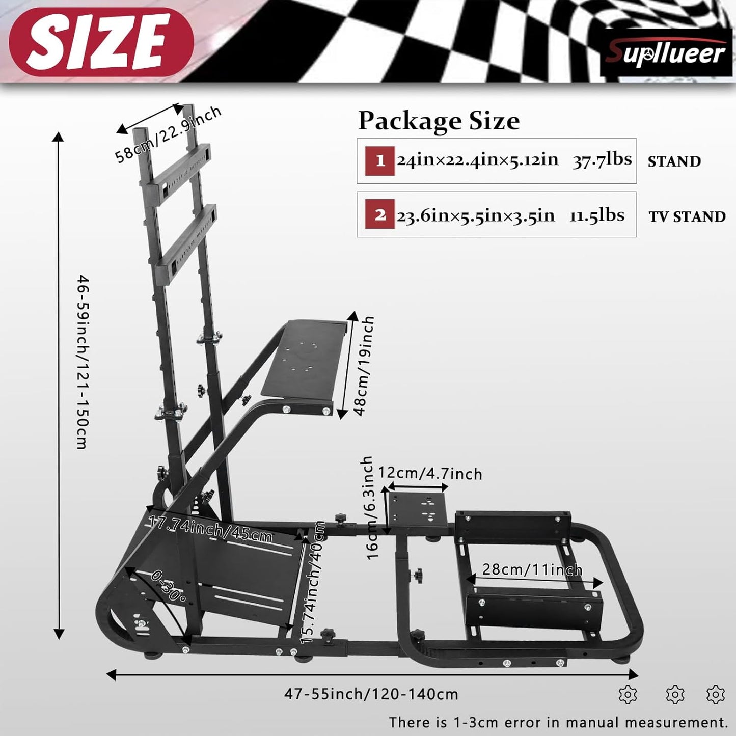 Supllueer G29 Racing Simulator Cockpit Stand with TV Stand Fit Logitech G923