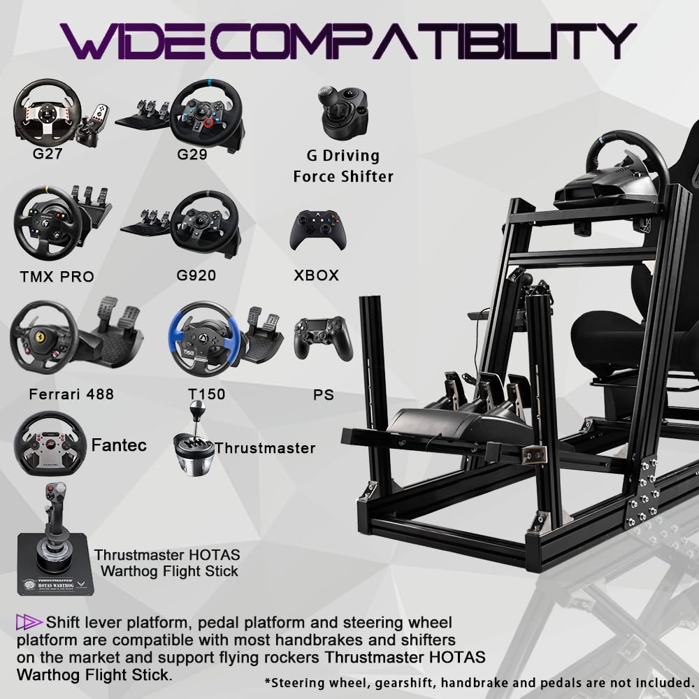 Supllueer Racing Simulator Cockpit Professional with Racing Seat Fit for Logitech G29 G920