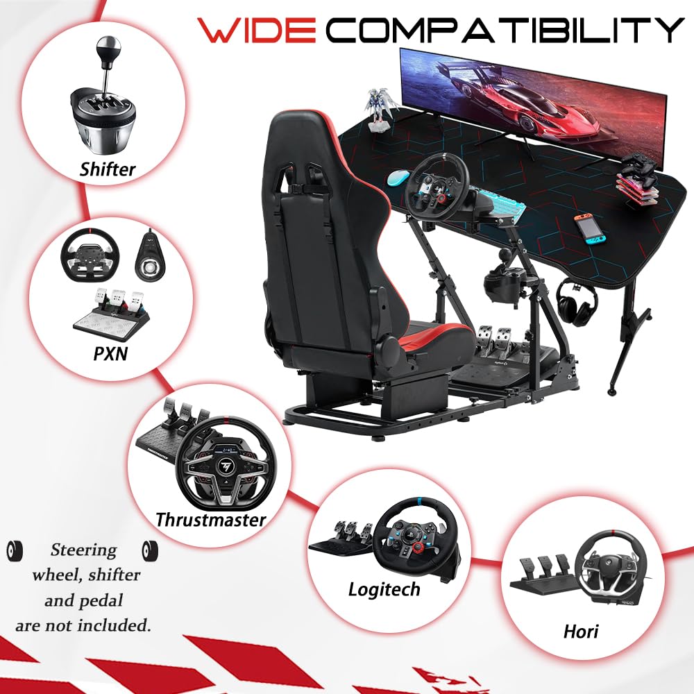 Supllueer Racing Simulator Cockpit Stand with Gaming Seat fit Logitech G923 G920