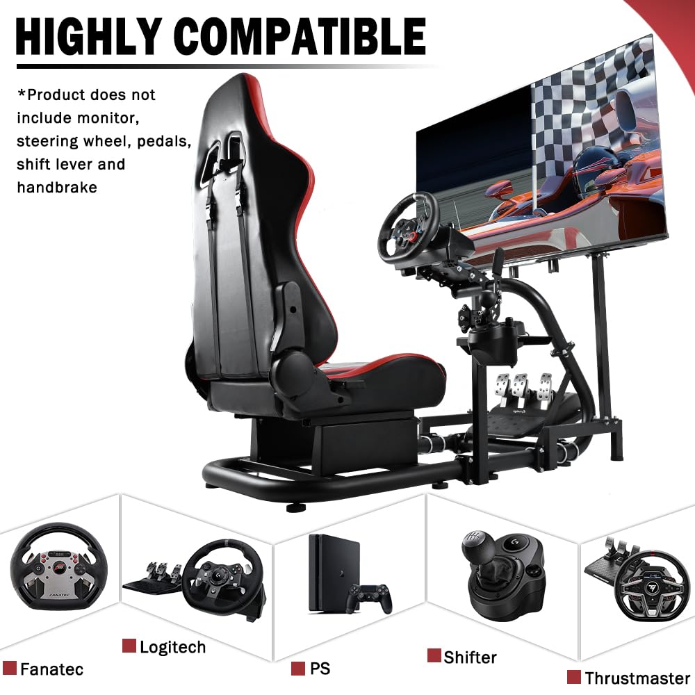 Supllueer Racing Simulator Cockpit Stand Adjustable fit Logitech G923 G29 G920