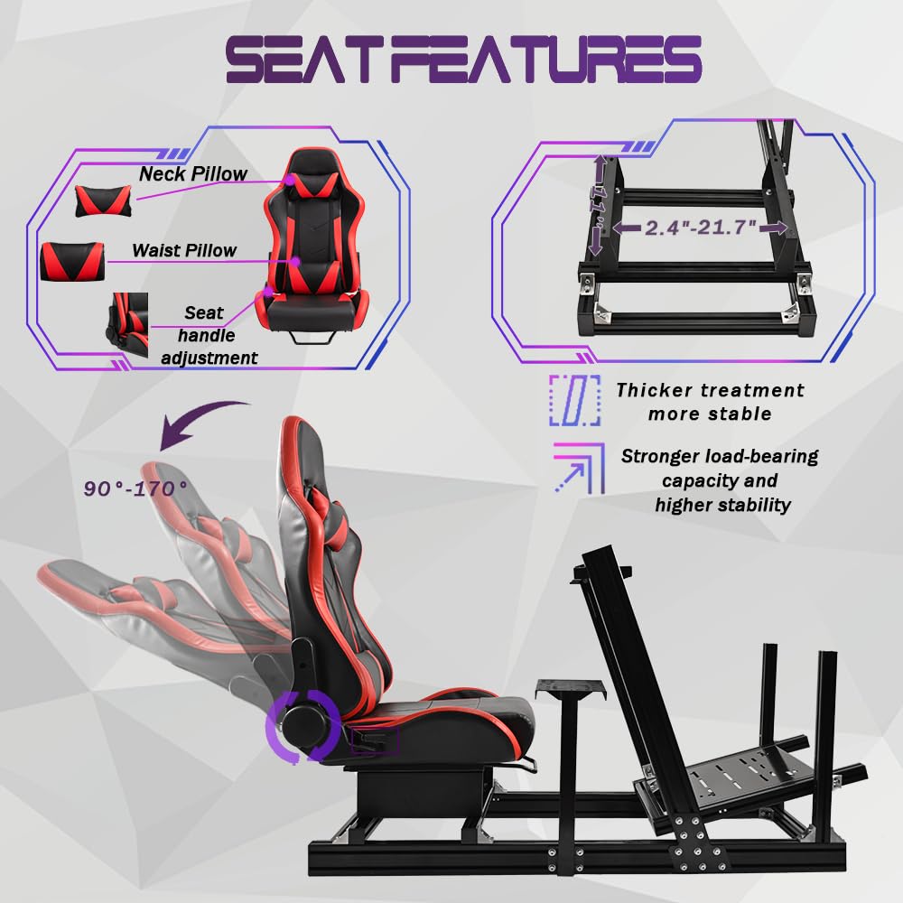 Supllueer Racing Simulator Cockpit with Red Racing Seat Fit Logitech G29 G920