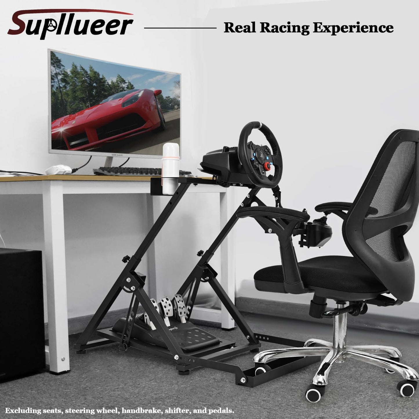 Supllueer X Frame Racing Wheel Stand with Seat Slot Fit for Logitech,Thrustmaster,Fanatec