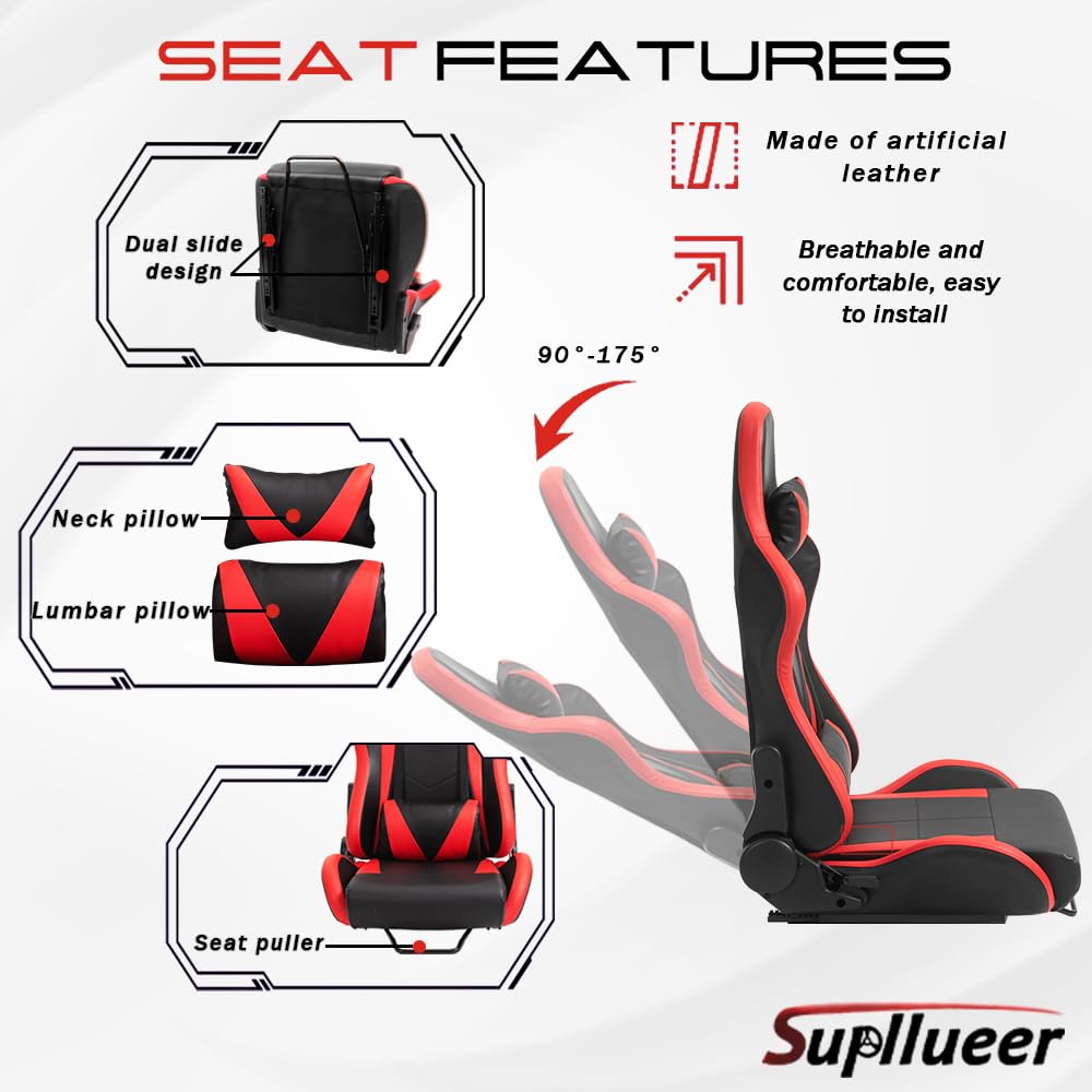 Supllueer Racing Simulator Cockpit Stand with Racing Seat fit Logitech G920 G29