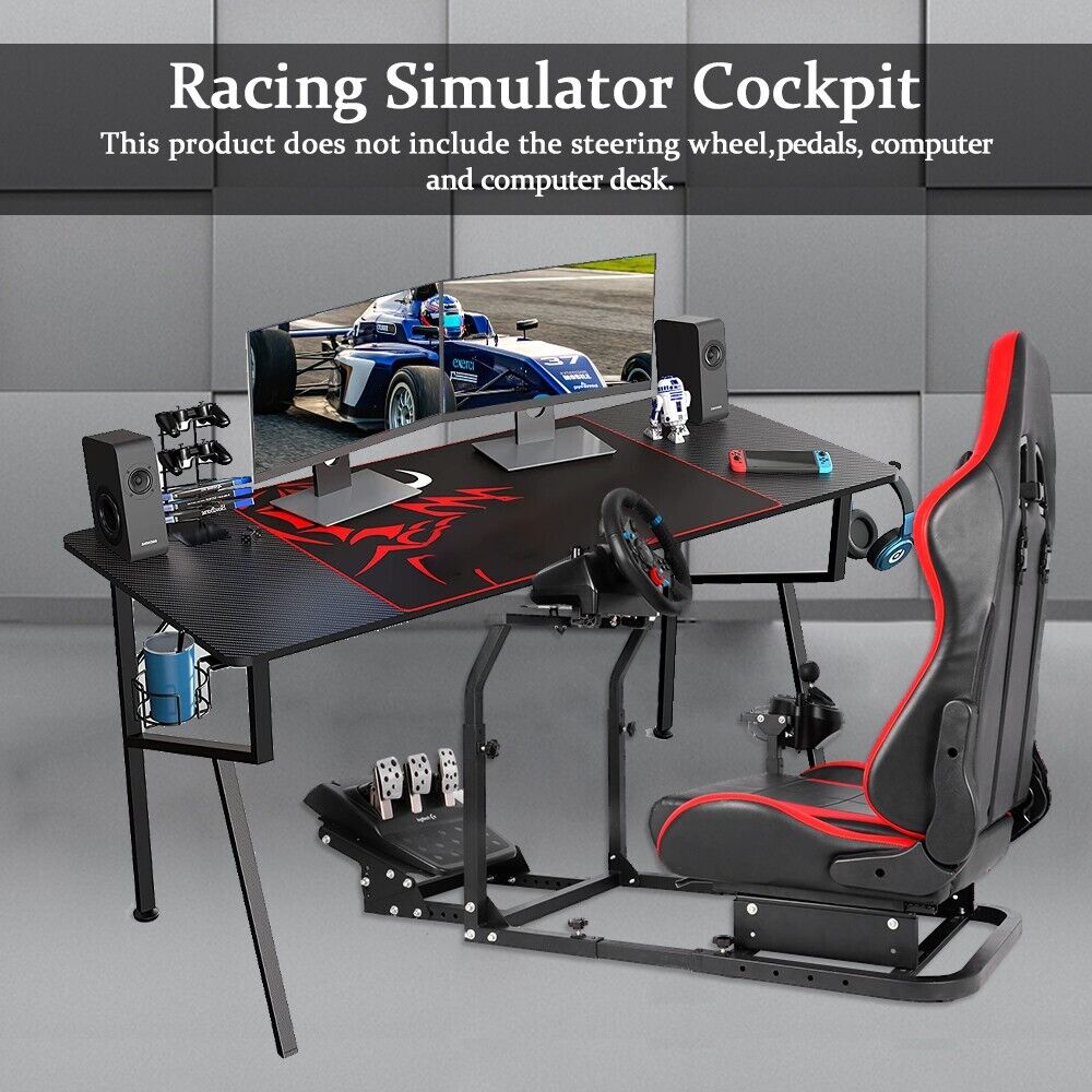 Supllueer Racing Simulator Cockpit Stand with Red Seat Fit Logitech G920 G923