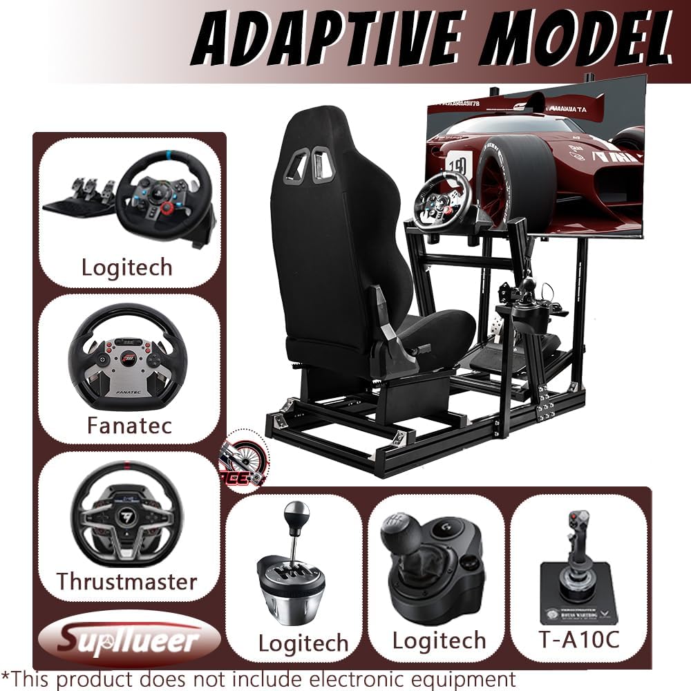 Supllueer Racing Simulator Cockpit with Monitor Stand Racing Seat fit for Logitech GPRO