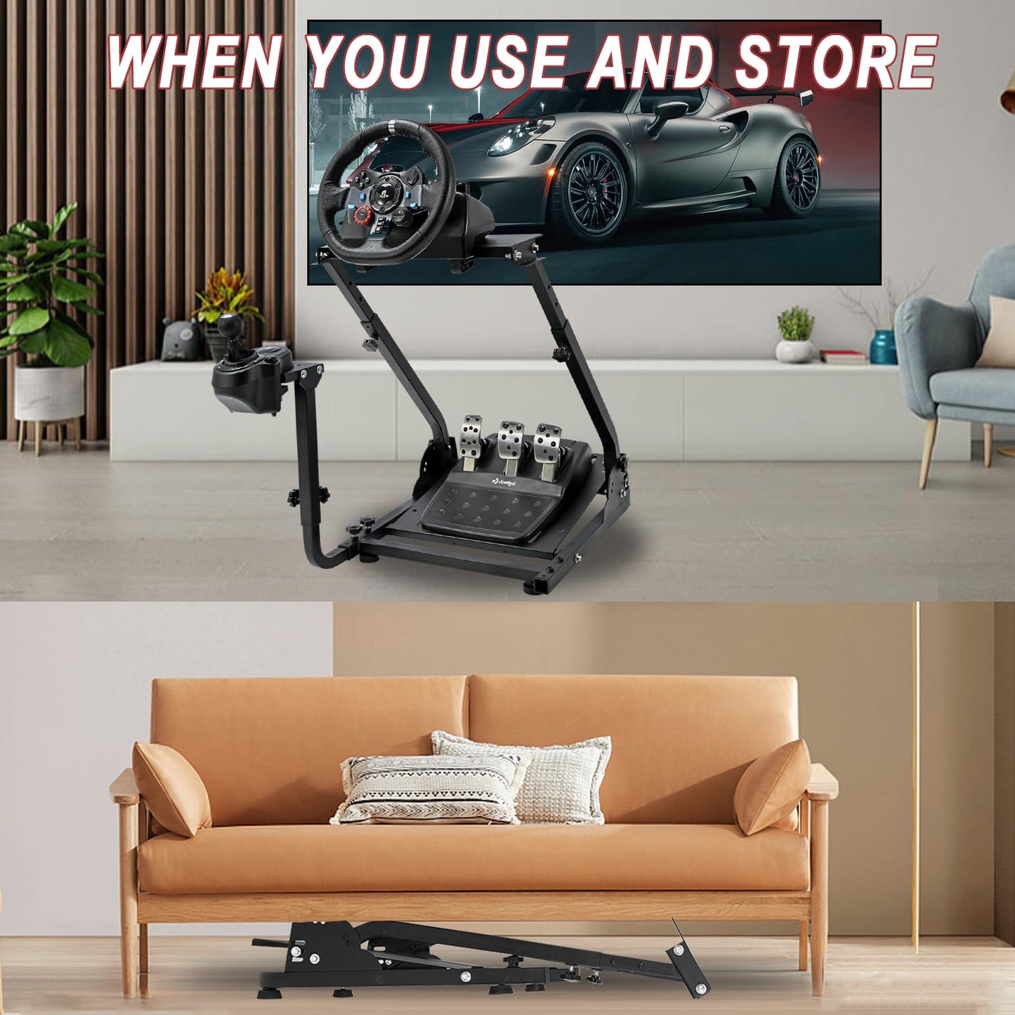 Supllueer Racing Wheel Stand "X" FRAME with Shifter Mount Height Adjustable
