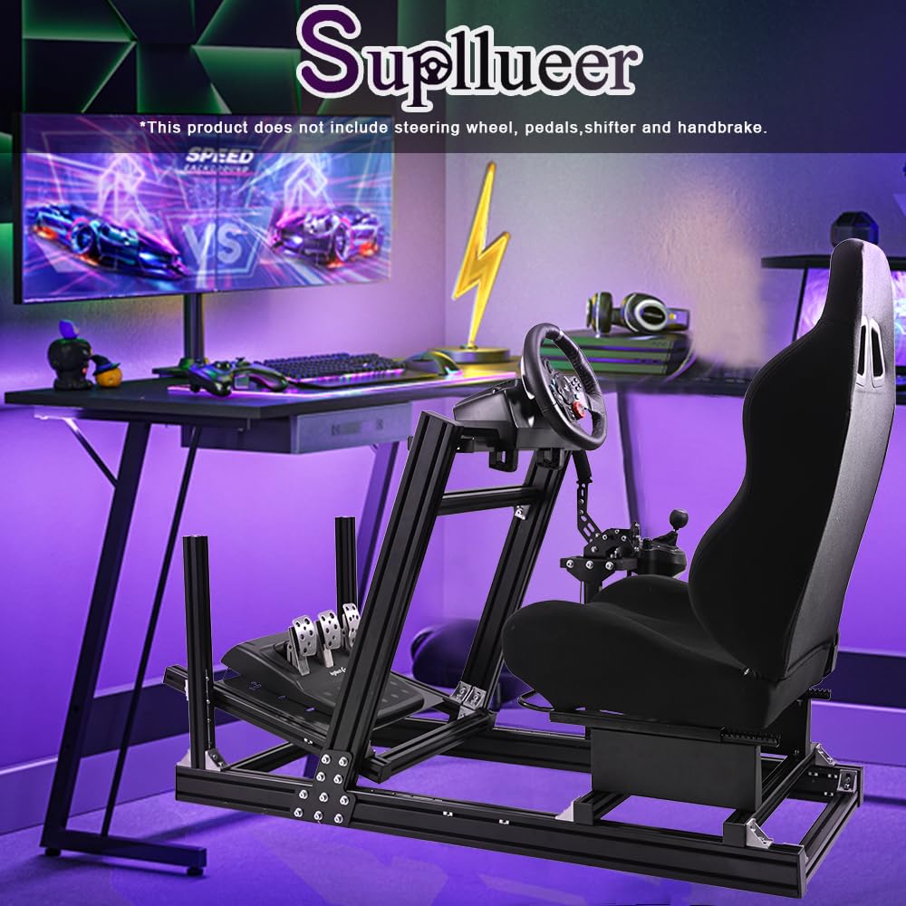 Supllueer Racing Simulator Cockpit Professional with Racing Seat Fit for Logitech G29 G920