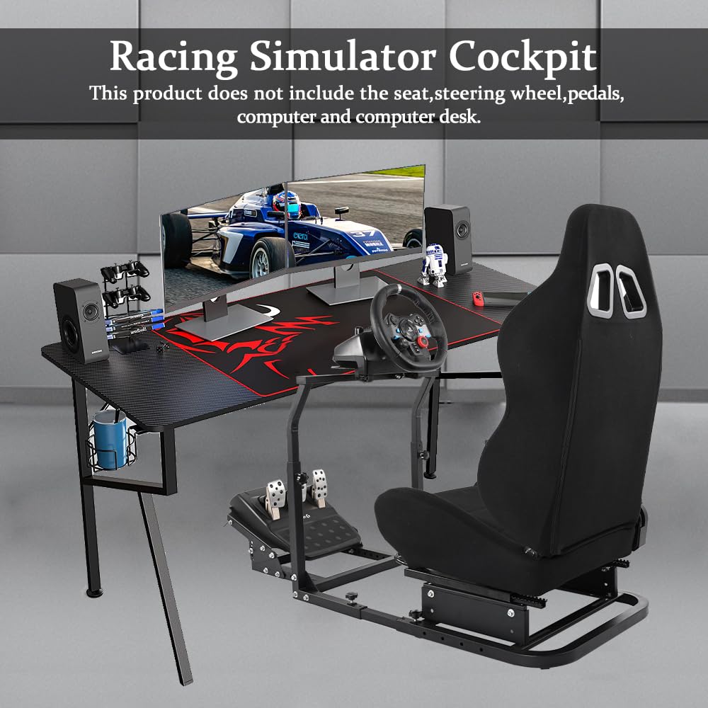 Supllueer Racing Simulator Cockpit Stand Adjustable fit Logitech G29 G920