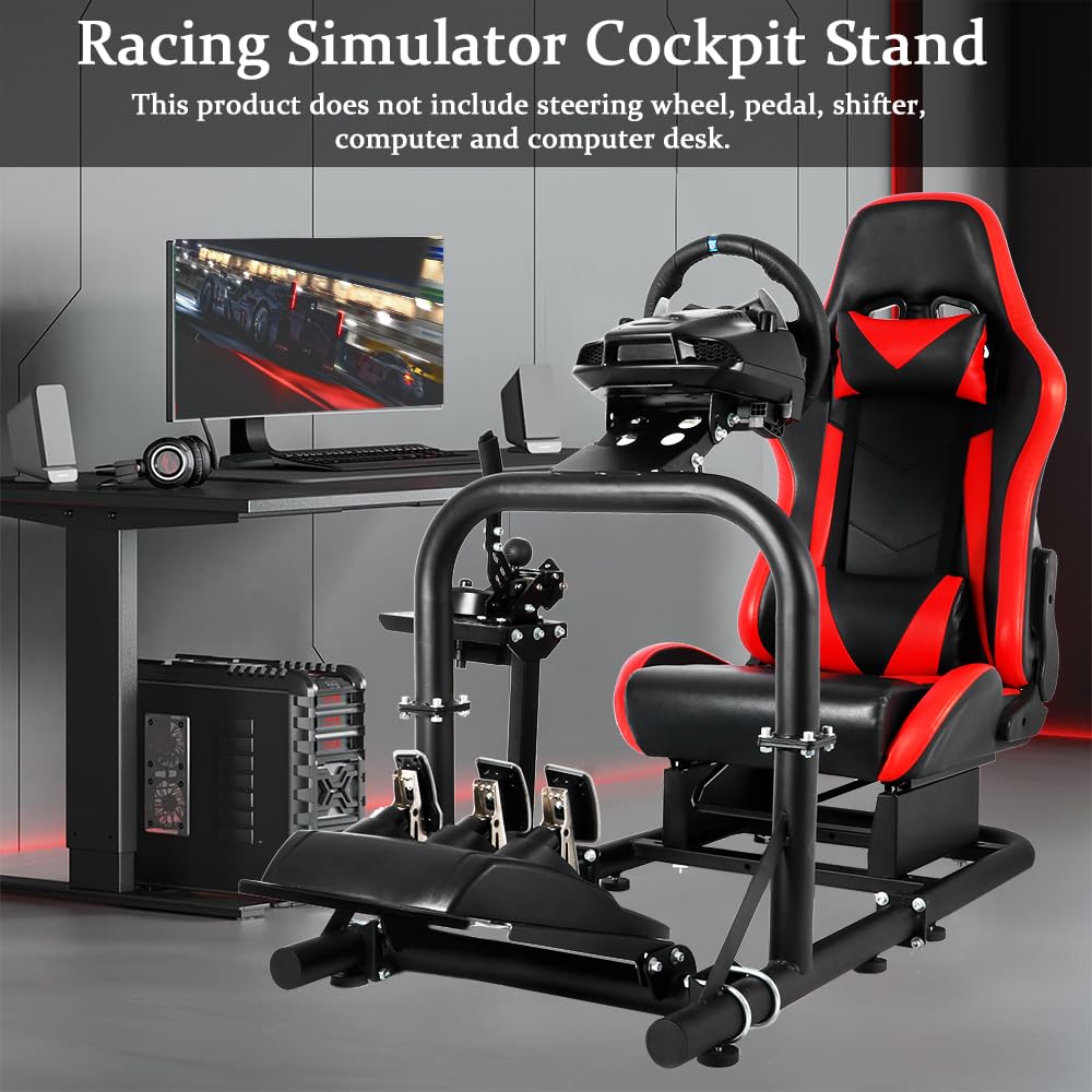 Supllueer Racing Simulator Cockpit Stand with Racing Seat fit Logitech G920 G29