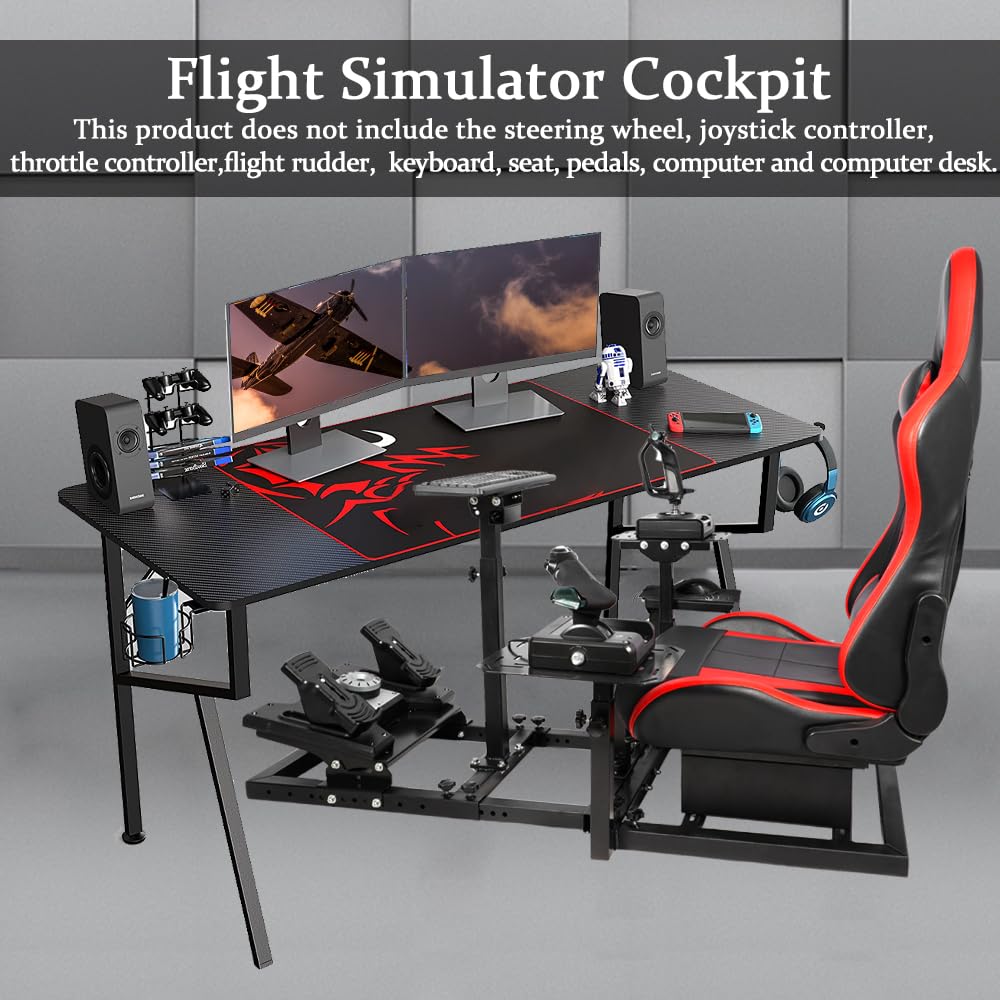 Supllueer Flight Racing Simulation Cockpit with Red Seat fit Logitech G29 X52