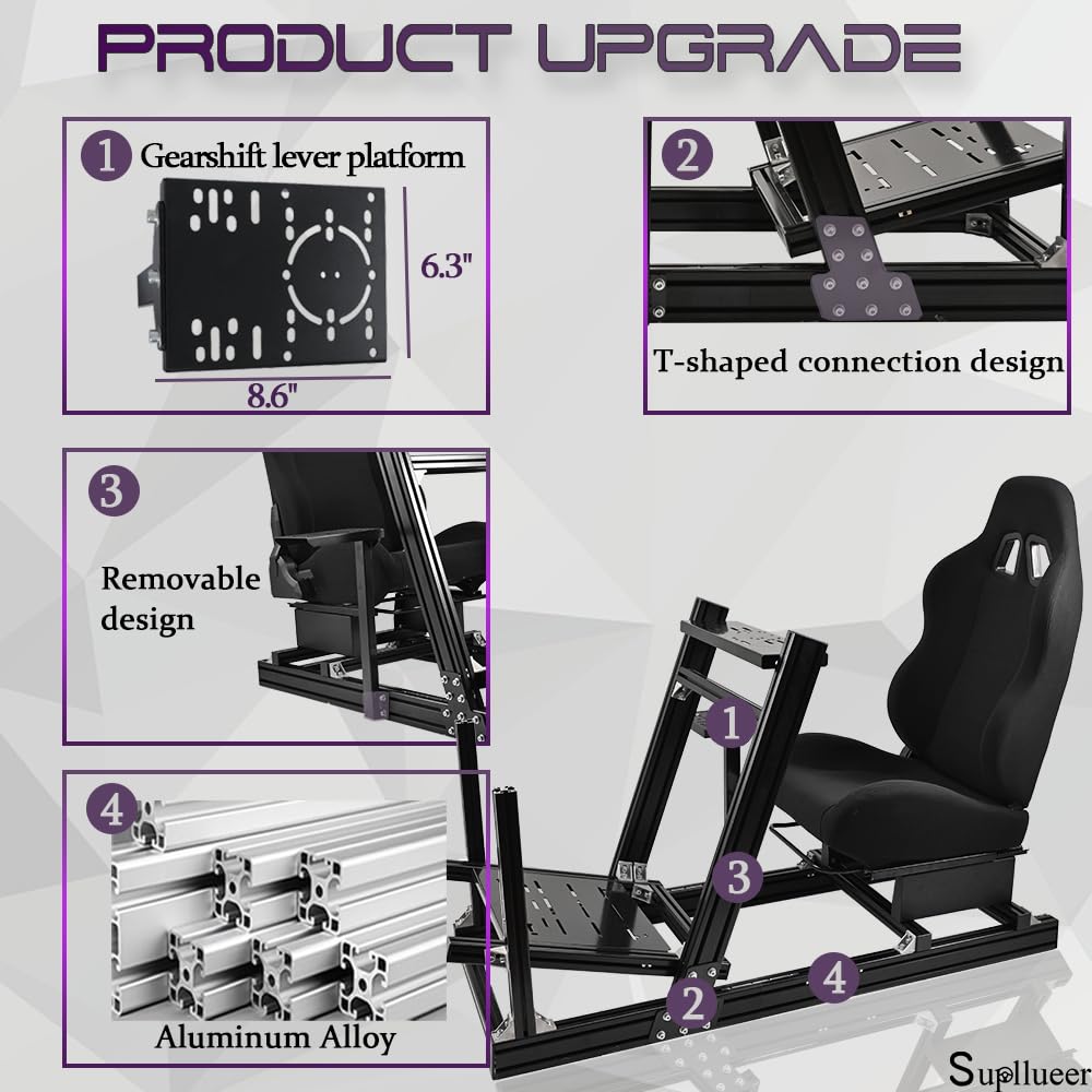 Supllueer Racing Simulator Cockpit Professional with Racing Seat Fit for Logitech G29 G920