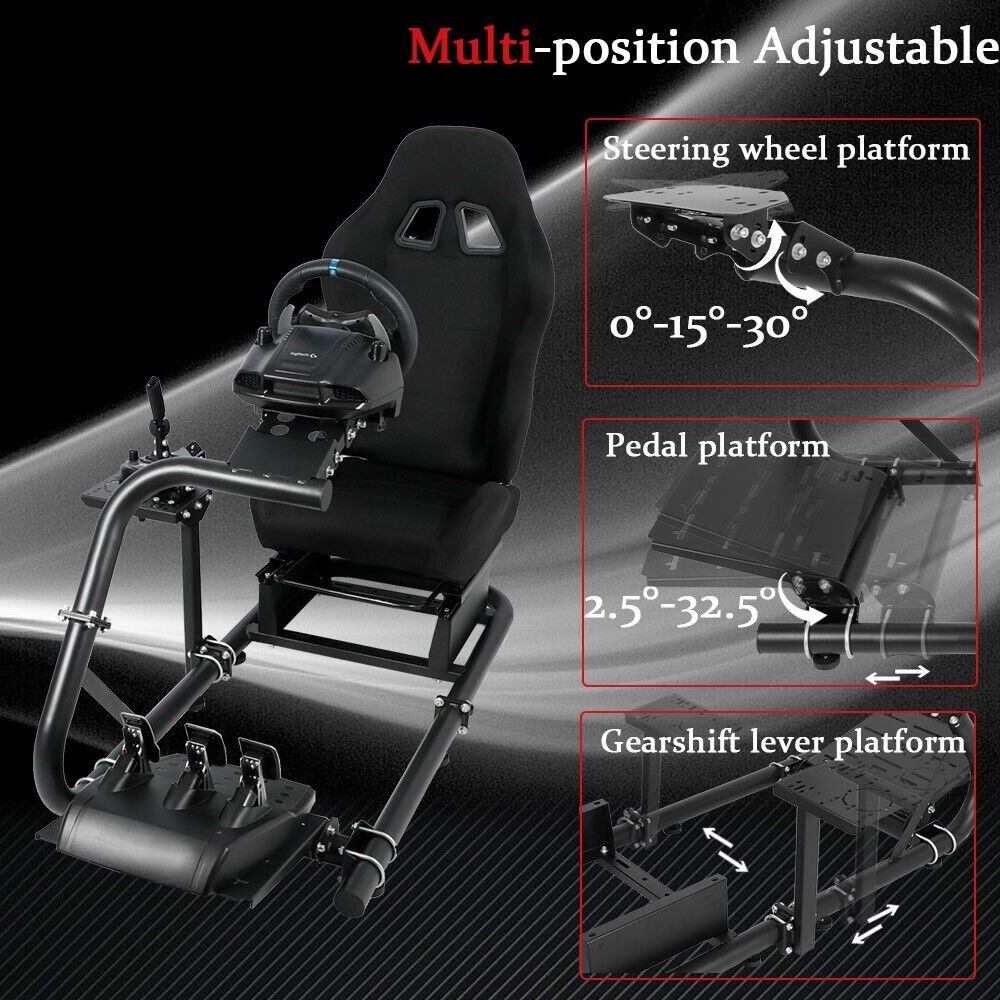 Supllueer Racing Simulation Cockpit Stand with Seat Fits Logitech G920 G29 G923