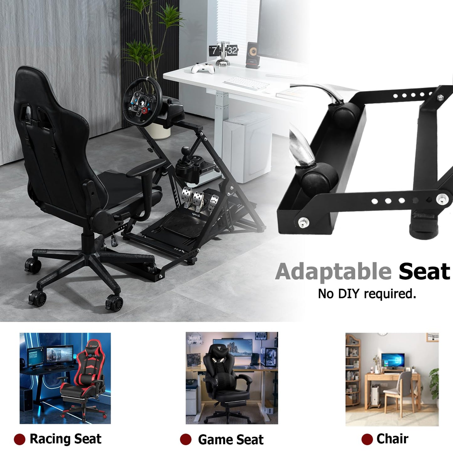 Supllueer Steering Wheel Stand with Card Slot X-Frame fit for Logitech Thrustmaster Fanatec