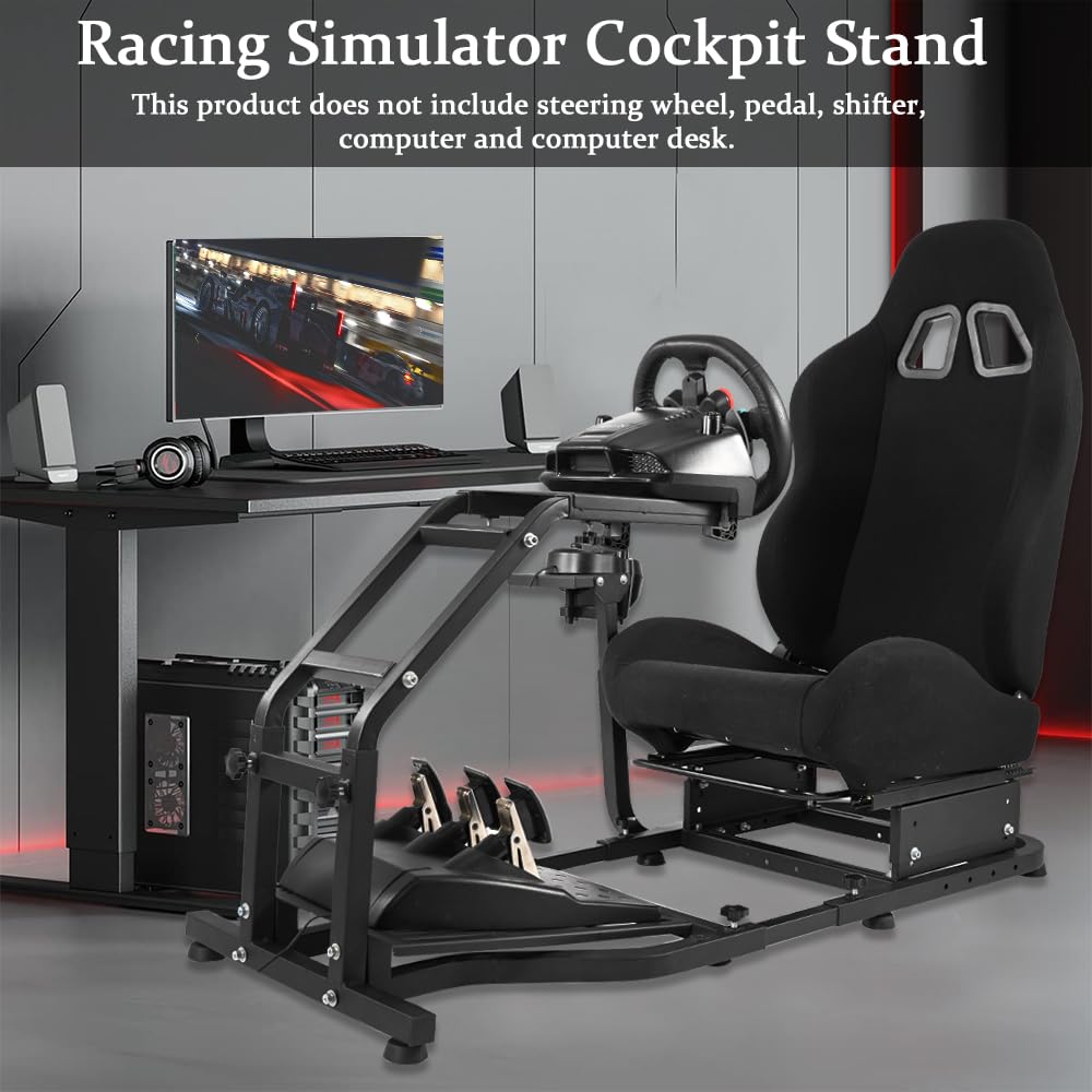 Supllueer Wheel Stand Racing Simulator Cockpit with Seat fit Logitech G29 G920