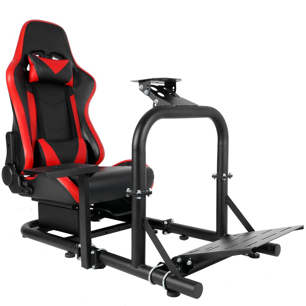Supllueer Racing Simulator Cockpit Stand with Racing Seat fit Logitech G920 G29