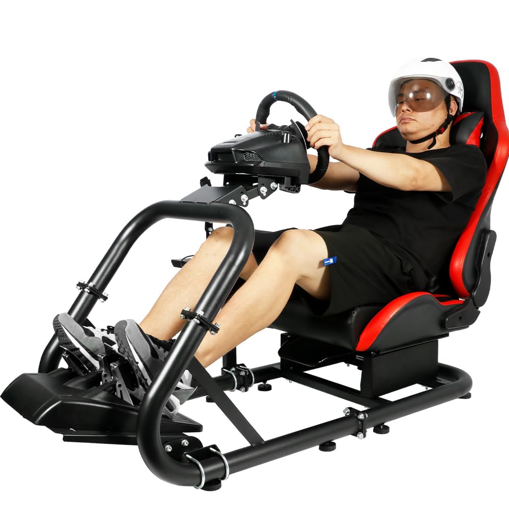 Supllueer Racing Simulator Cockpit Stand with Red Seat Fits Logitech G29 G923