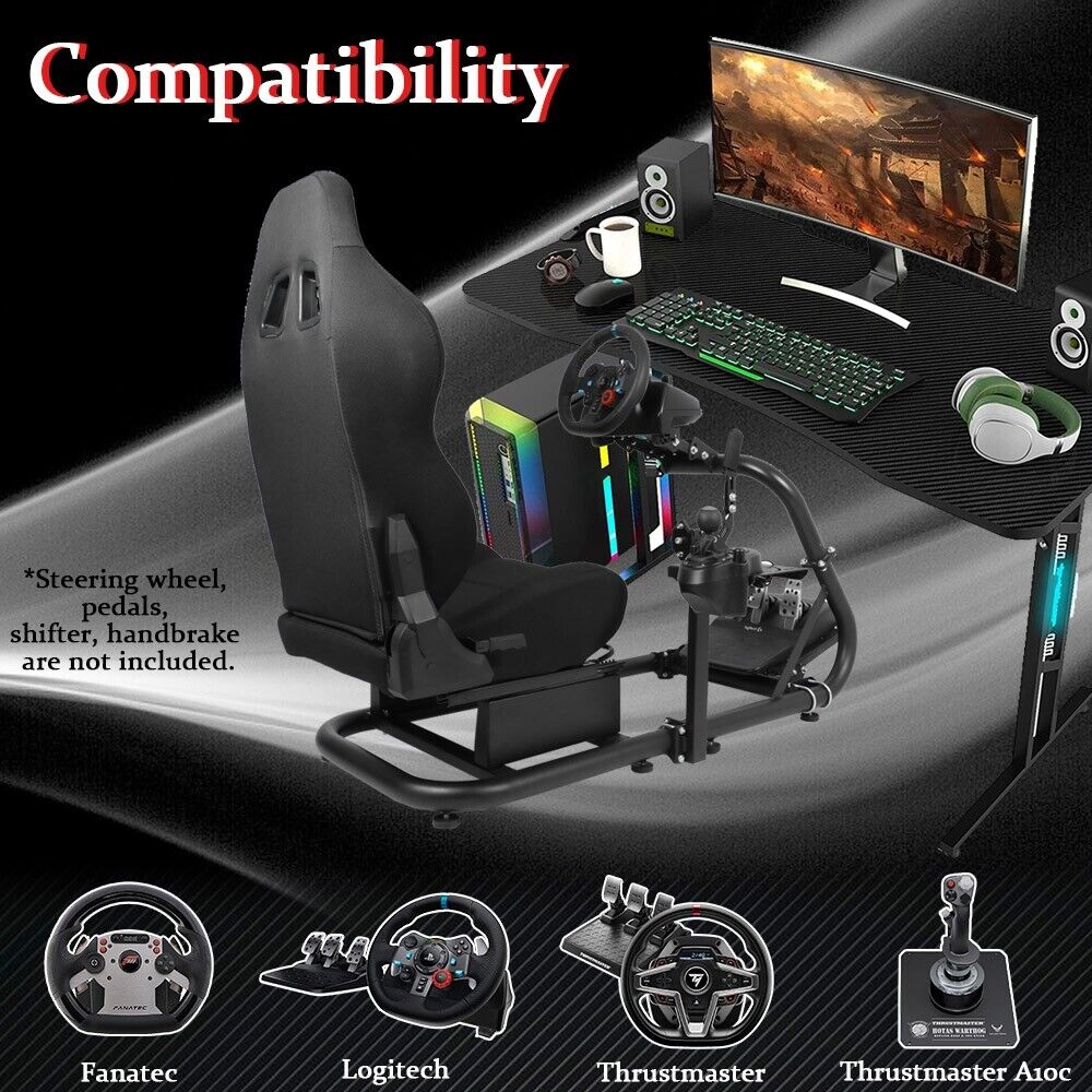 Supllueer Racing Simulation Cockpit Stand with Seat Fits Logitech G920 G29 G923