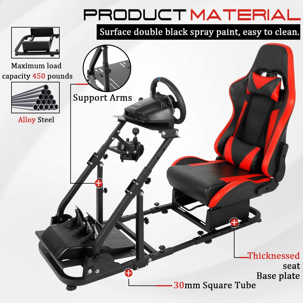 Supllueer Racing Simulator Cockpit Stand with Gaming Seat fit Logitech G923 G920