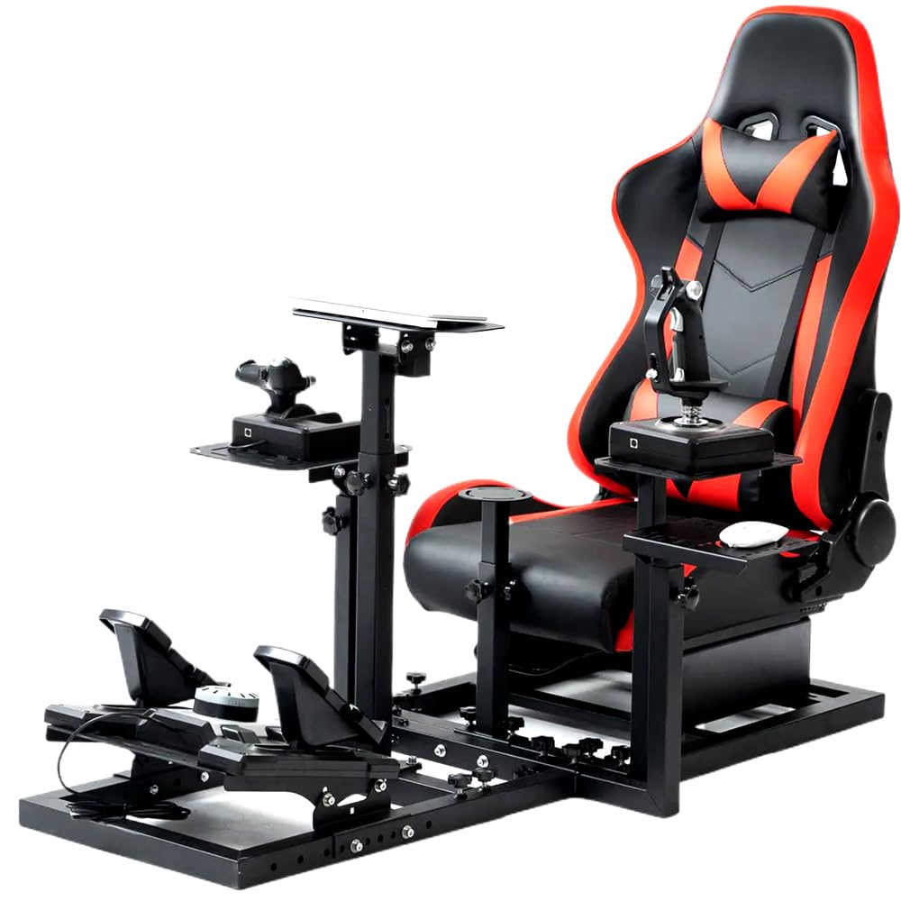 Supllueer Flight Racing Simulation Cockpit with Red Seat fit Logitech G29 X52
