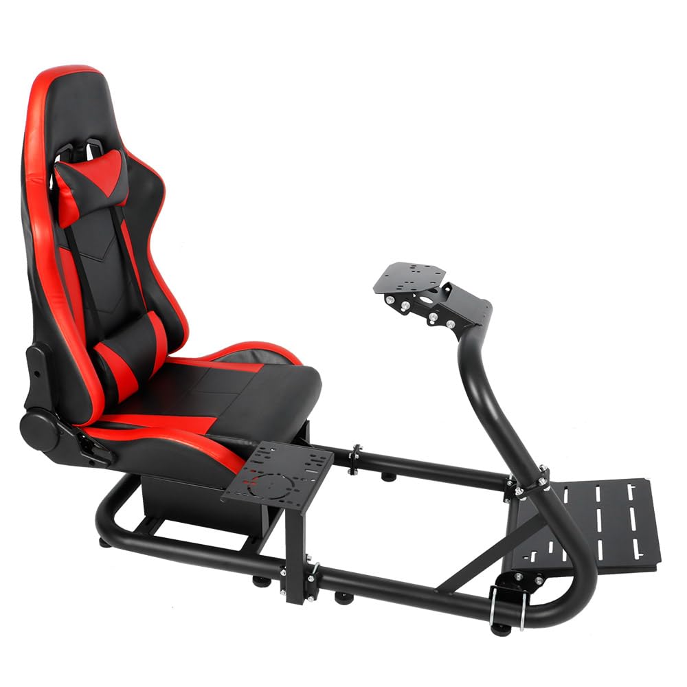 Supllueer Racing Simulatior Cockpit Stand with Red Seat fit for Logitech G920