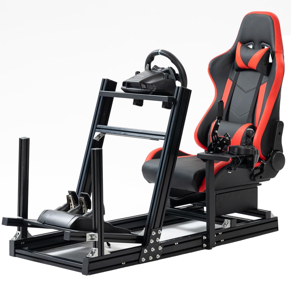 Supllueer Racing Simulator Cockpit with Red Racing Seat Fit Logitech G29 G920