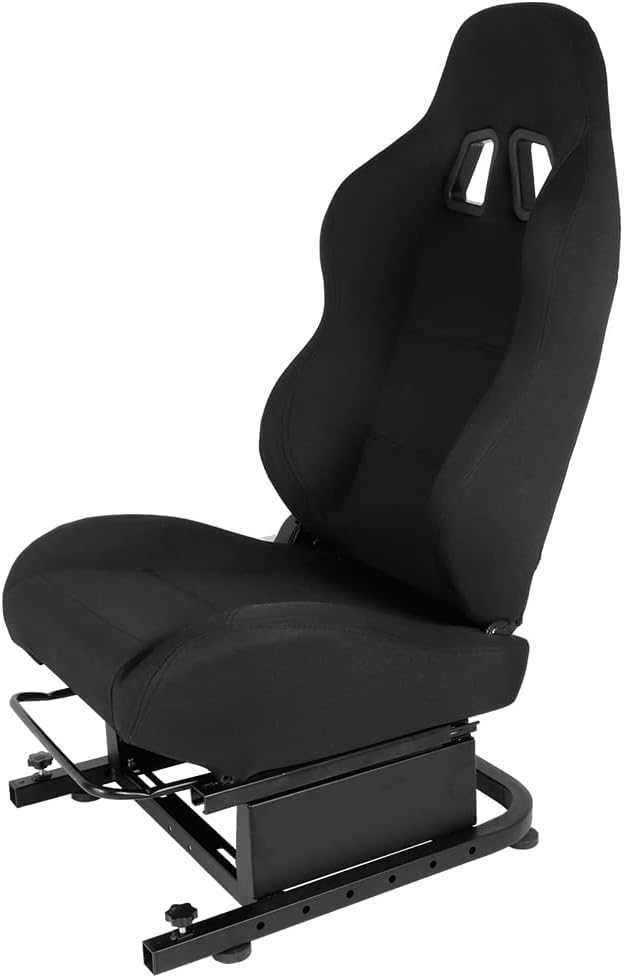 Supllueer Racing Sim Cockpit Seat for Steering Wheel Stand to Expand into Racing Simulator Cockpit with Black Double Locking Slides Cloth Breathable Gaming Seat Fit for Logitech, Thrustmaster