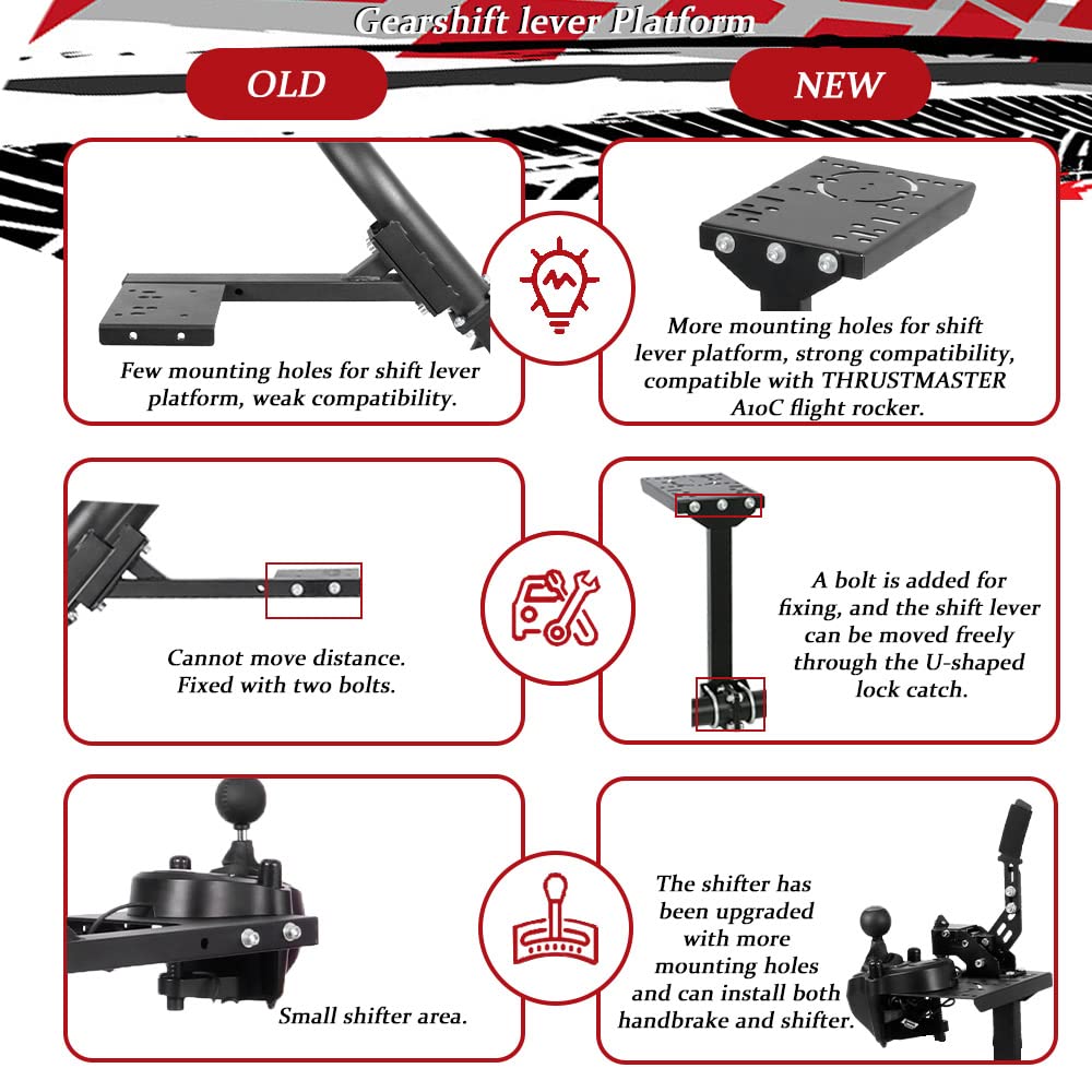 Supllueer Racing Simulator Game Stand Joystick Shifter Accessory,Supports Simultaneous Installation of Shifter Handbrake,fits Logitech Thrustmaster A10C, With Bolt,only for some Racing Wheel Stand