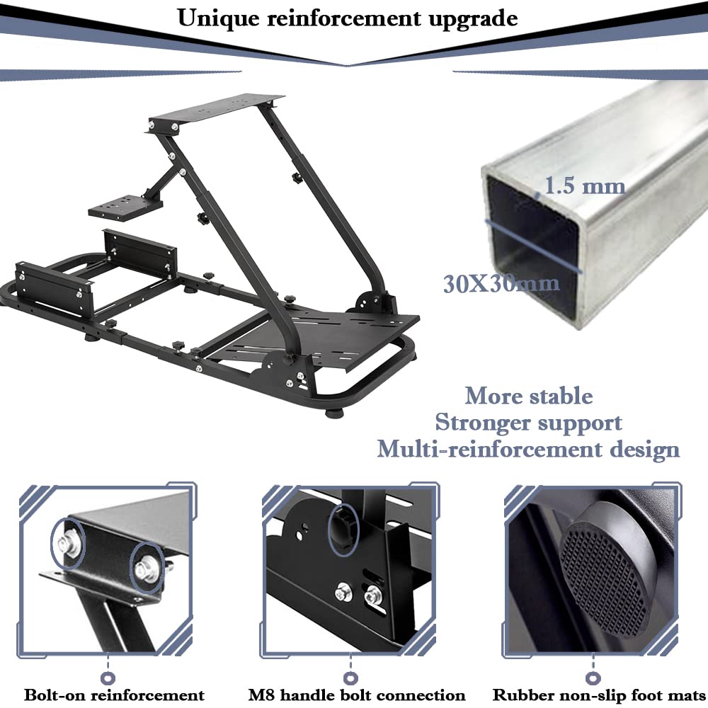 Supllueer Racing Simulator Cockpit with Gear Lever Removable Fit for Logitech/Thrustmaster G25 G27 G29 G920 G923 T300RS T500, Sim Racing Wheel Stand No Wheel Pedal Seat
